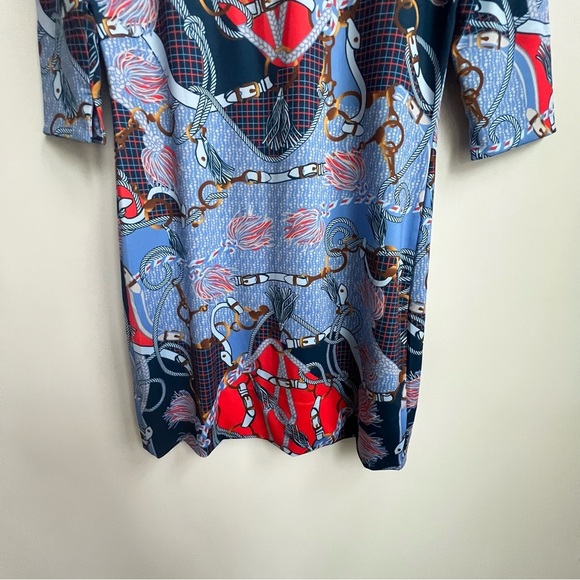 Gretchen Scott Jersey Bordertown Ditto Dress Imari Equestrian Scarf Nautical S - Picture 13 of 14